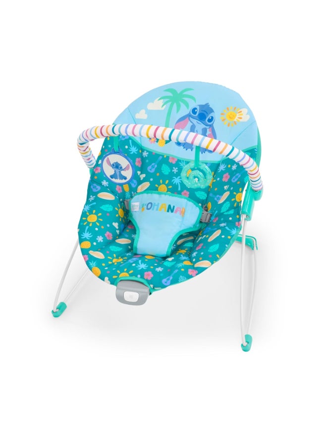 Bright Starts Disney Baby Lilo & Stitch Ohana Paradise Vibrating Bouncer Toy (55.30 x 48.01 x 51.51 cm, Mint Green) - Image 1